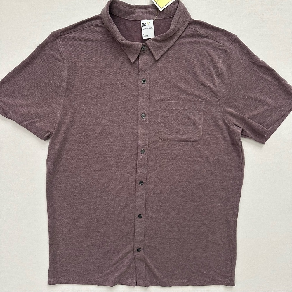 All in Motion Men's Short Sleeve Button Down Shirt Size L